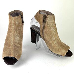Donald J. Pliner Irene-60 Metallic Gold Peep-Toe Booties - Size 7M